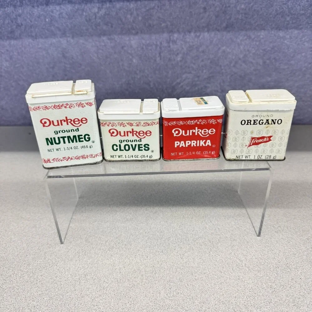 Vintage Durkee Spice Tins Set of 4 • Retro French Style Kitchen Decor • Collecti